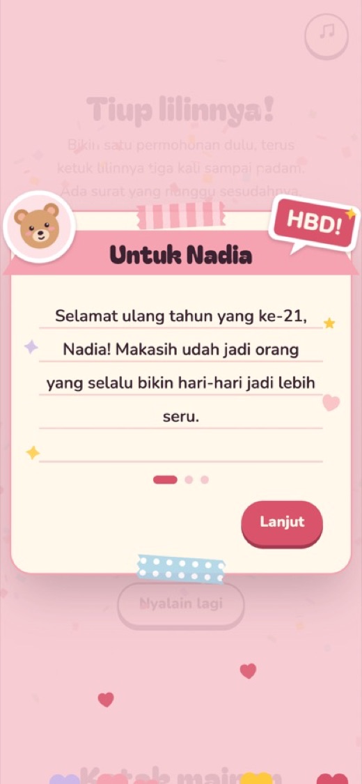 Demo Spesial 2D: surat untuk Nadia dengan stiker beruang